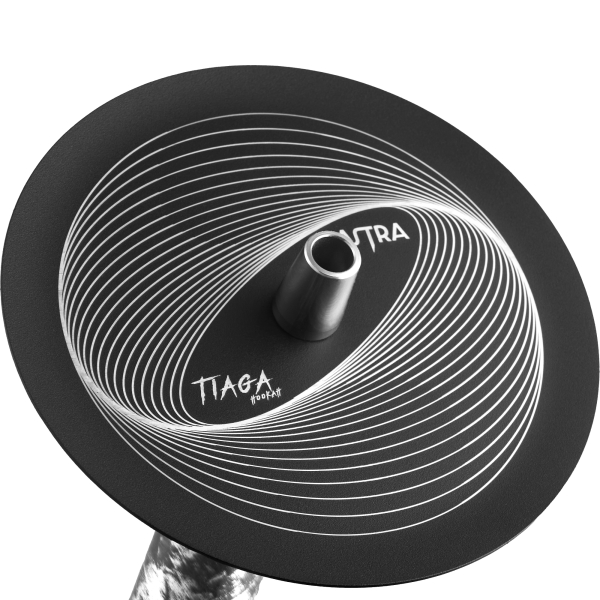 Tiaga Astra Silver Kohleteller aus Edelstahl mit dekorativer Gravur in der Draufsicht
